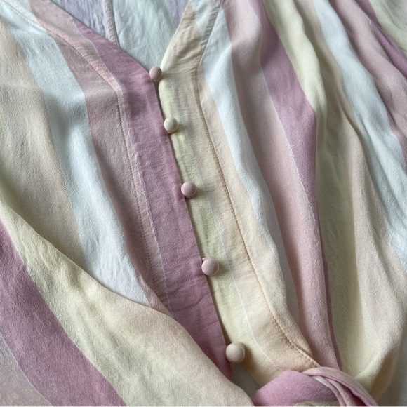 RAILS Thea Stripe Tie-Front Blouse Boxy Crop Top Shirt Womens Sz Small Neutral - Picture 7 of 10